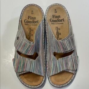 Finn Comfort Leather Slide Sandals Multicolor Women Size EU 39 US 8-8.5